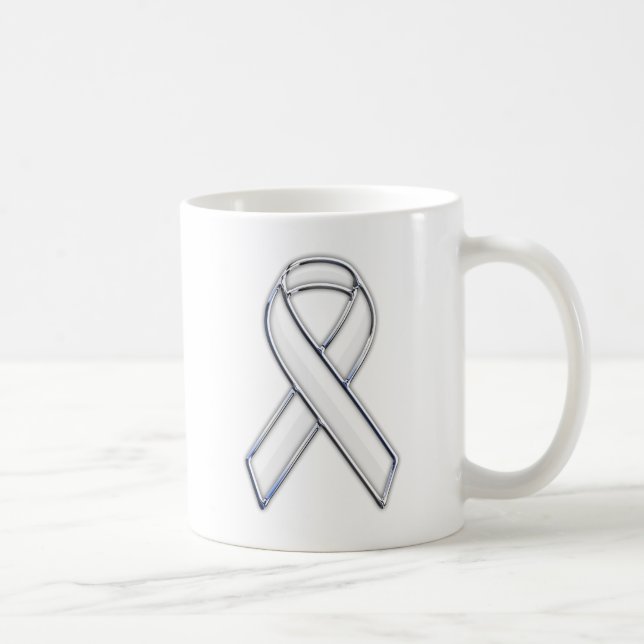 Mug Silver Chrome Belé White Ribbon Sensibilisation (Droite)
