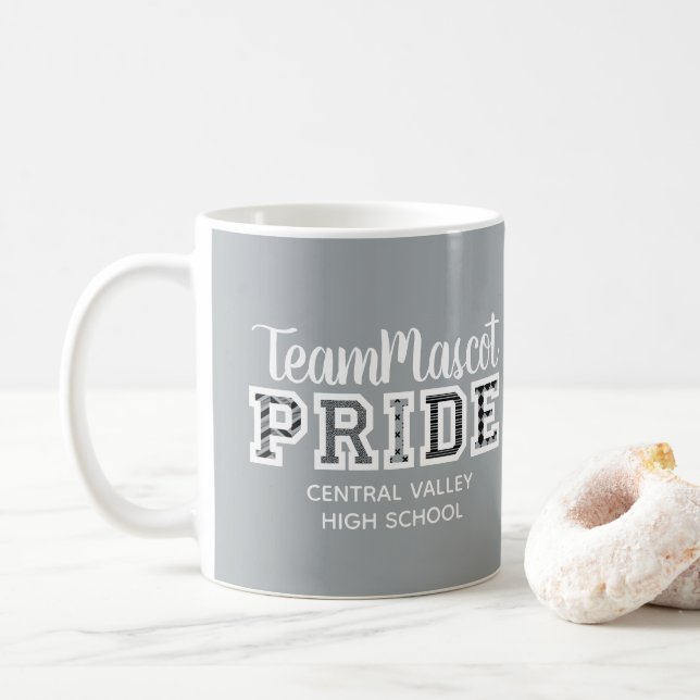 Mug Silver Grey School Pride Mascotte Nom de la boîte  (Avec donut)