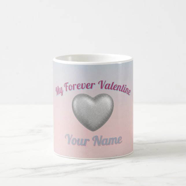 Mug Silver Metallic Heart Pink Blue Pastel Valentine M (Centre)