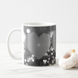 Mug Silver Prismatic Heart Bokeh Faux Parties scintill