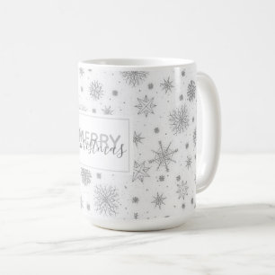 Mug Silver Snowflakes Design blanc