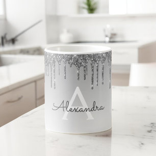Mug Silver Sparkle Parties scintillant Luxe Monogramme