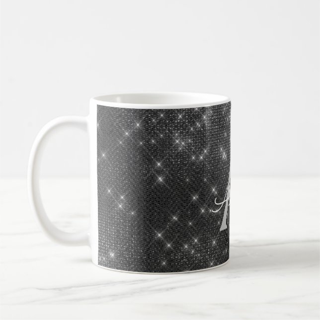 Mug Silver Sparkmer Monogramme Nom et initiale (Gauche)