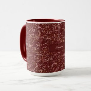 Mug Simple Abstrait Thread Art Red Motif Nom personnal