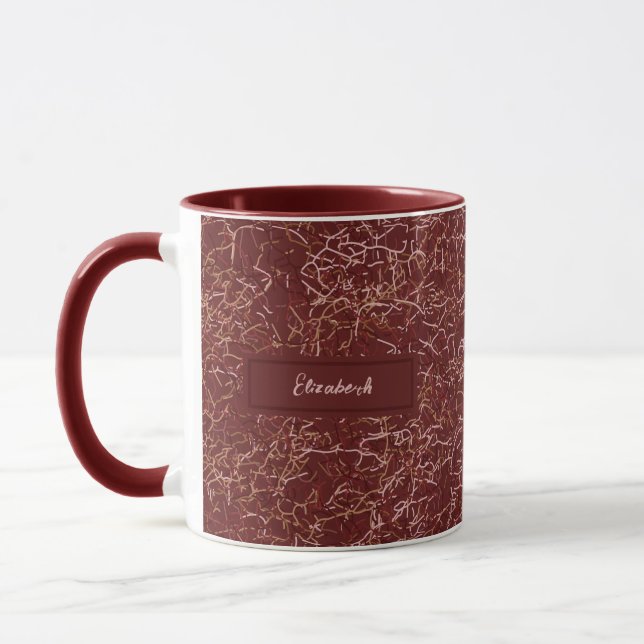 Mug Simple Abstrait Thread Art Red Motif Nom personnal (Gauche)