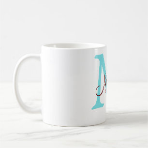 Mug simple ajout de nom monogramme rose rouge jeton