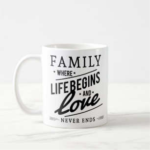 Mug Simple Amour Chaleur Citation Famille Blanc Noir P