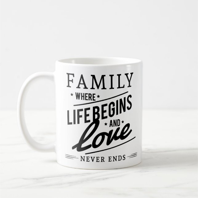 Mug Simple Amour Chaleur Citation Famille Blanc Noir P (Gauche)