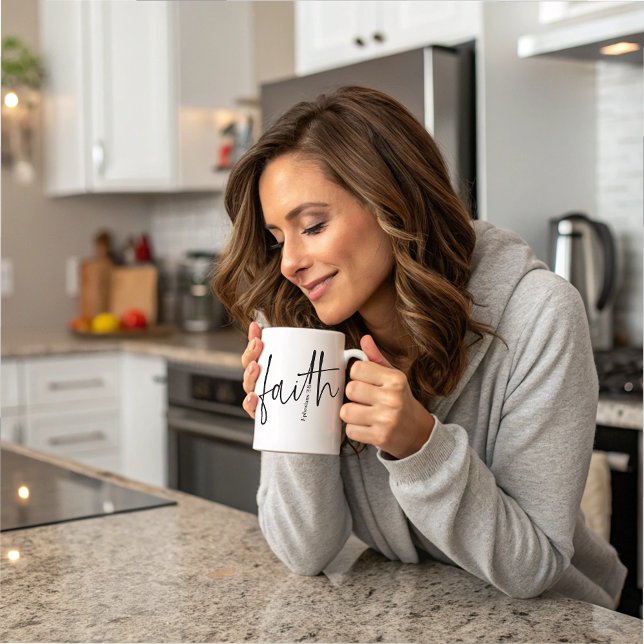 Mug Simple Black Faith Bible Verse Calligraphie Texte (Créateur téléchargé)