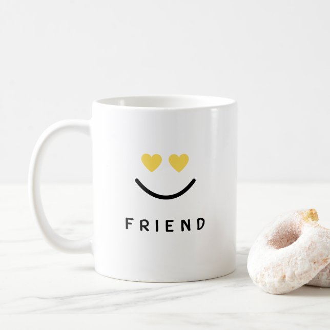 Mug Simple Black Jaune Sourire "ami" (Avec donut)
