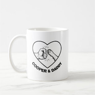 Mug Simple Black Outline Chien et Papa Fist Bump