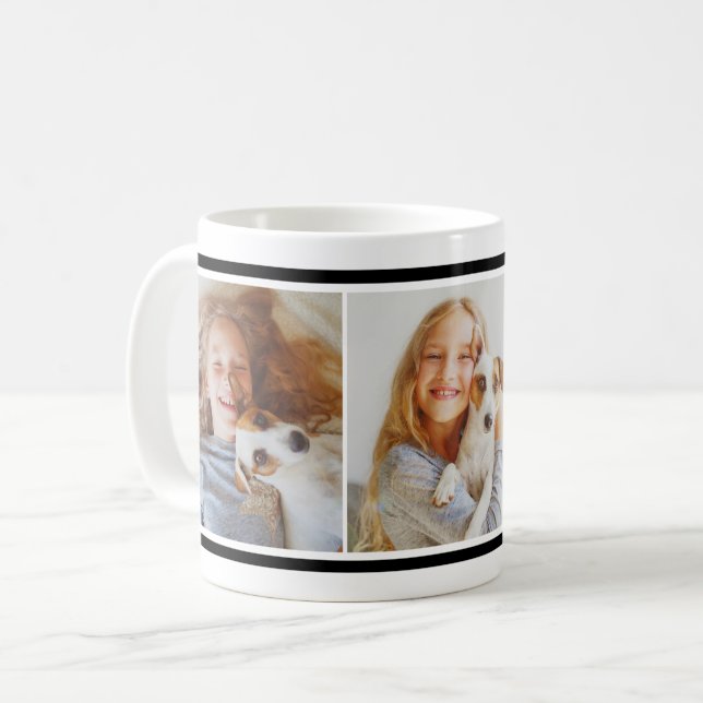 Mug Simple Black Pet Chien Photo personnalisée Collage (Devant gauche)