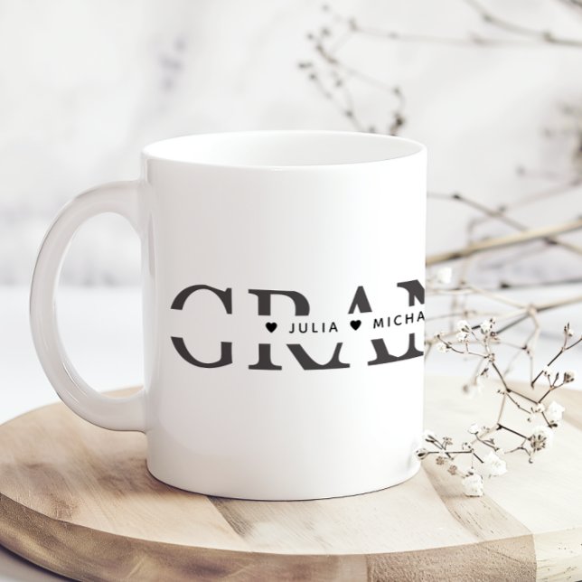 Mug Simple Black White Grandma Add Names (Créateur téléchargé)