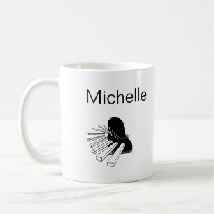 Mug Simple Black White Music Notes Nom personnalisé