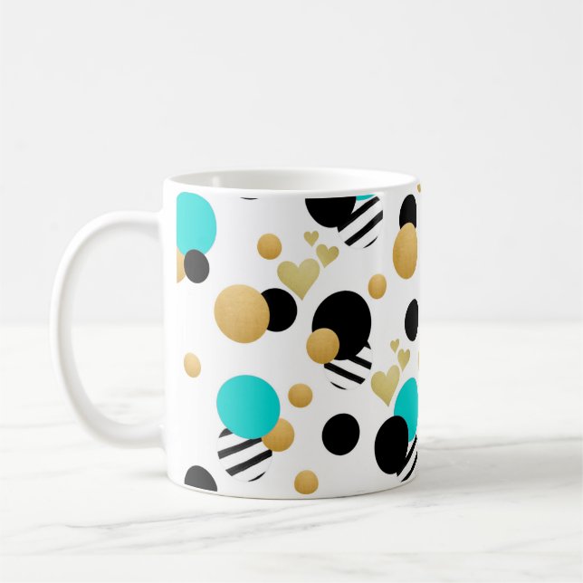 Mug Simple Blue Black Gold Abstrait sans couture Motif (Gauche)