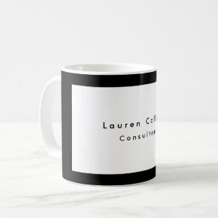 Mug Simple Bordure Noire Blanc Minimaliste Moderne