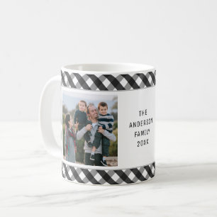 Mug Simple Buffalo Check Photo Collage Famille