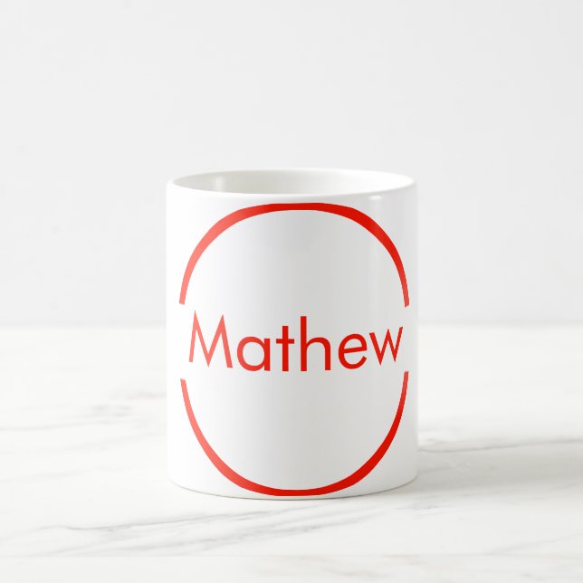 Mug simple cercle rouge ajouter votre nom lettre texte (Centre)