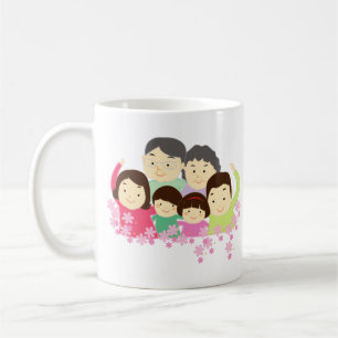 Mug Simple Chaleur Charme Douce Grande Famille Rose Bl
