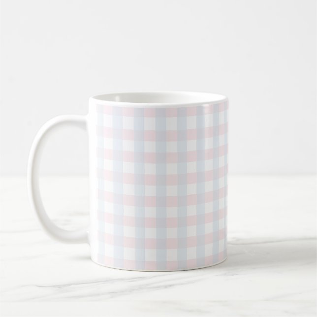 Mug Simple Check pastel bleu et pastel pastel (Gauche)