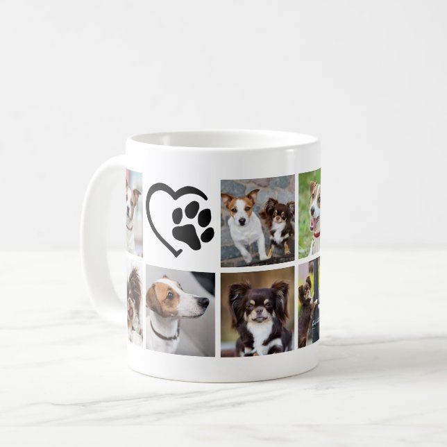 Mug Simple Chien 10 Photo Collage Pawprint Coeur (Devant gauche)