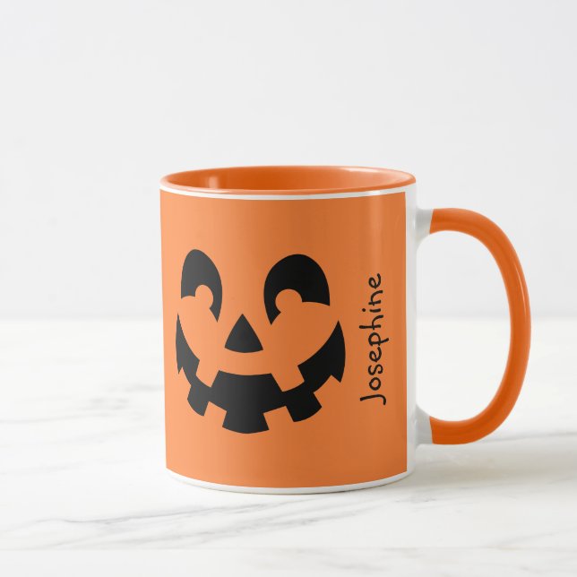 Mug Simple Citrouille Noire Visage Sur Halloween Orang (Droite)