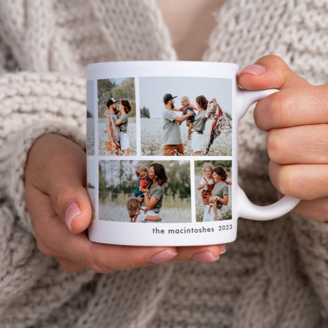 Mug Simple Collage Minimal de 10 Photos  (Simple minimal 10 photo collage mug.)