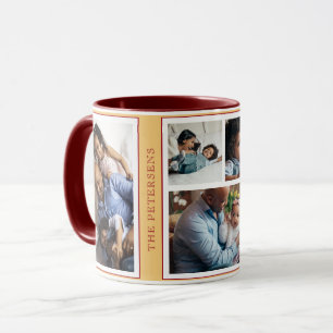 Mug Simple collage photo de Noël 5 orange burgundy