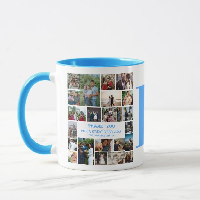 Mug Simple collage photo | Souvenir de monogramme de f (Gauche)