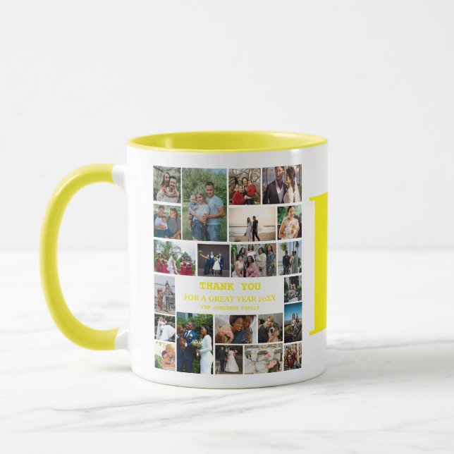 Mug Simple collage photo | Souvenir de monogramme de f (Gauche)