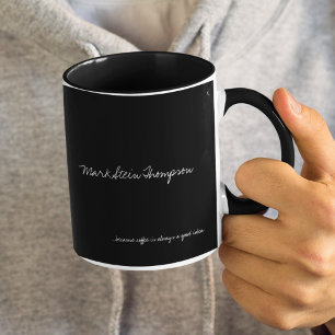 Mug Simple couleur noire solide personnalisée avec nom