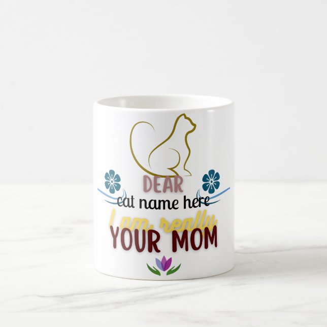 Mug Simple Cute Chat Maman Mère cadeau de jour (Centre)