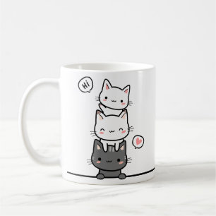 Mug Simple Cute Triple Kittens Charme Adorable Propre