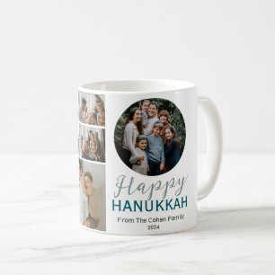 Mug Simple Elegant Blue Happy Hanoukka photo Collage