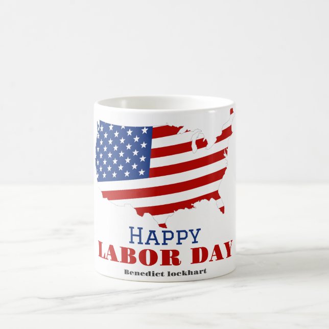 Mug Simple Elegant Labor Day avec drapeau américain (Centre)
