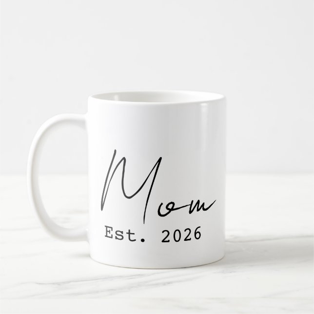 Mug Simple Élégant Script Nouvelle Maman Établie 2026  (Gauche)