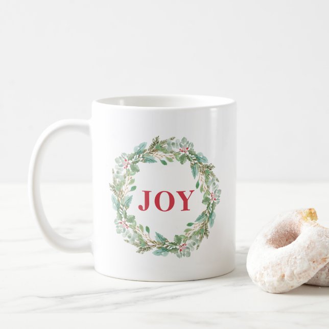 Mug Simple élégante Wreath Joie moderne Noël (Avec donut)