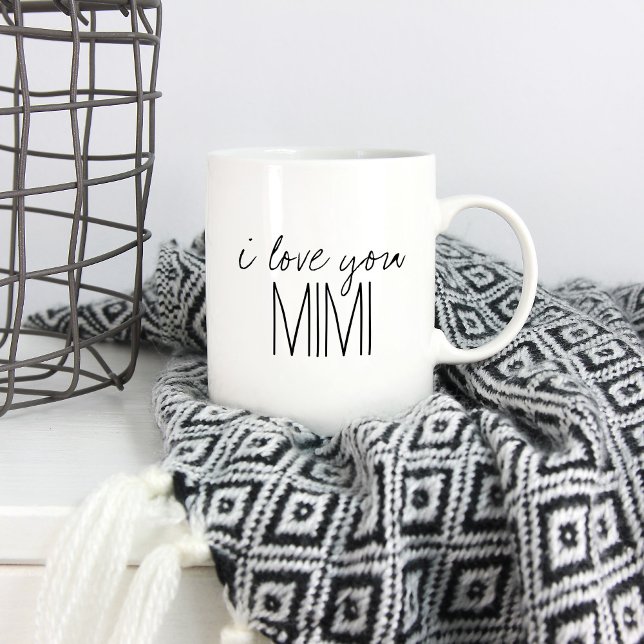 Mug Simple et doux Personnalisé Je t'aime Mimi (Créateur téléchargé)