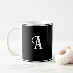 Mug Simple et élégant Noir et Blanc Personnalisé initi