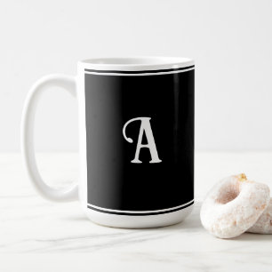 Mug Simple et élégant Noir et Blanc Personnalisé initi