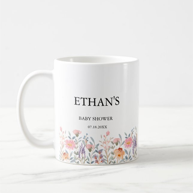 Mug Simple Fête de Bébé Jardin Floral Aquarelle (Gauche)