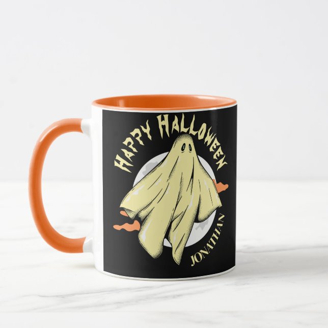 Mug Simple Halloween fantôme éffrayant Nom personnalis (Gauche)