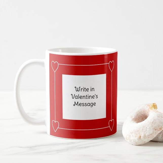 Mug Simple Hearts Valentine's Day Ajouter un message à (Avec donut)