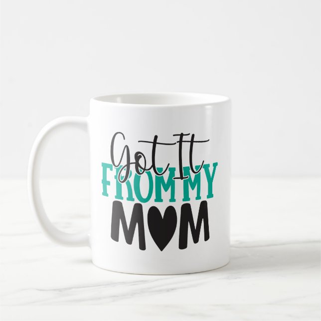 Mug Simple Lecture-Phrase Turquoise Coeur Noir Personn (Gauche)