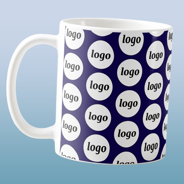 Mug Simple Logo Entreprise Marque Modèle Bleu Marine (Simple logo pattern business branding promotional coffee mug)