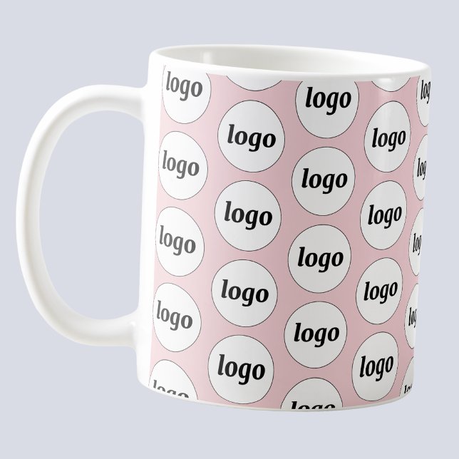 Mug Simple Logo Entreprise Marque Modèle Rose Pâle (Simple logo pattern business branding promotional coffee mug)