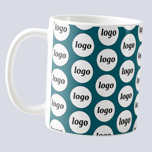 Mug Simple logo entreprise modèle de marque vert sarce (Simple logo pattern business branding promotional coffee mug)