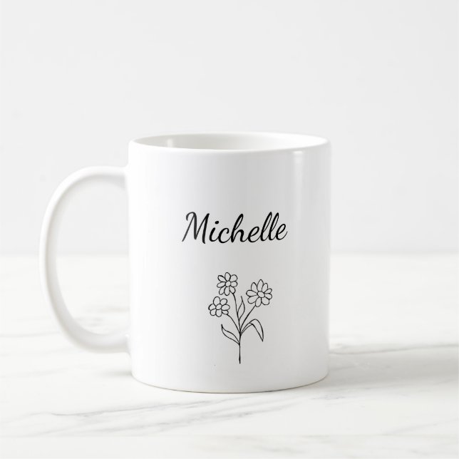 Mug Simple marguerite noir blanc tendance floral (Gauche)
