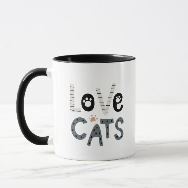 Mug Simple Mignon Adorable Amour Chats Empreintes De P (Gauche)