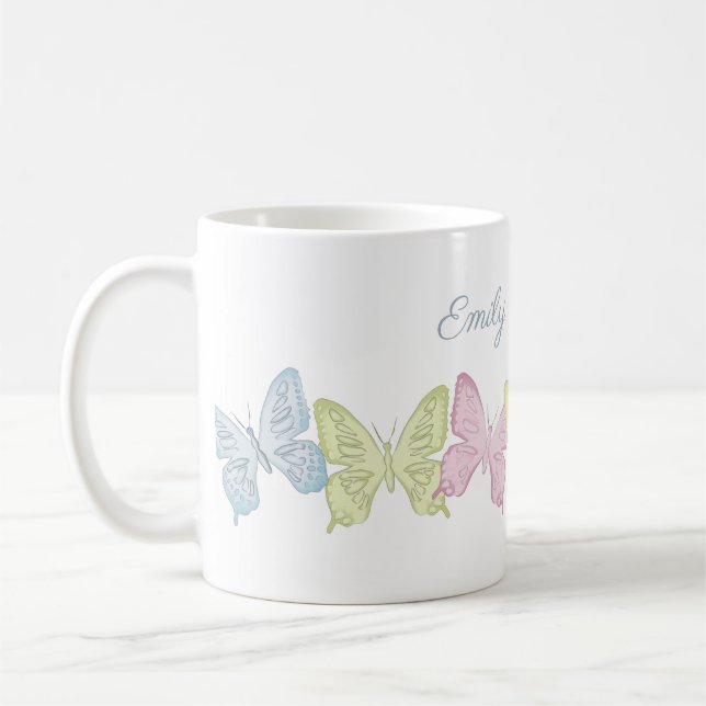 Mug Simple mignon Pastel Botanique Papillons de la nat (Gauche)